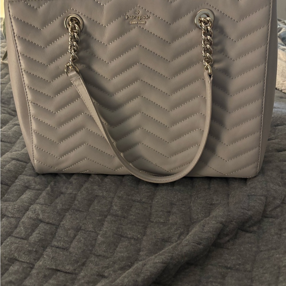 Kate Spade Gray Quilted Tote Bag